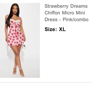 Fashion Nova Strawberry Dreams Chiffon Micro Mini Dress - Pink